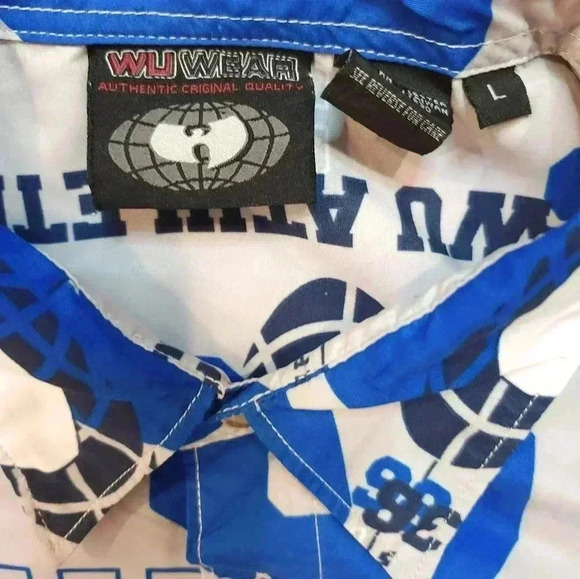 WU WEAR Vintage Wu Tang Mens Button Down Shirt Size L All Over Print - Picture 2 of 6